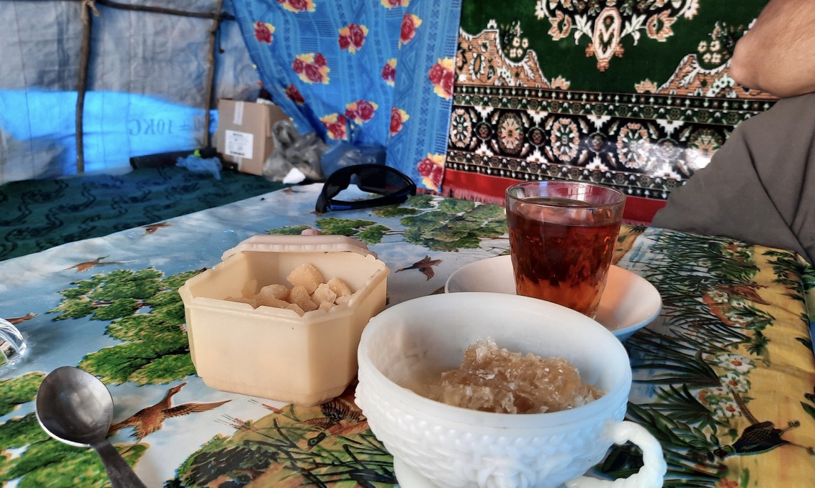 Tea in a shepherd's tent.