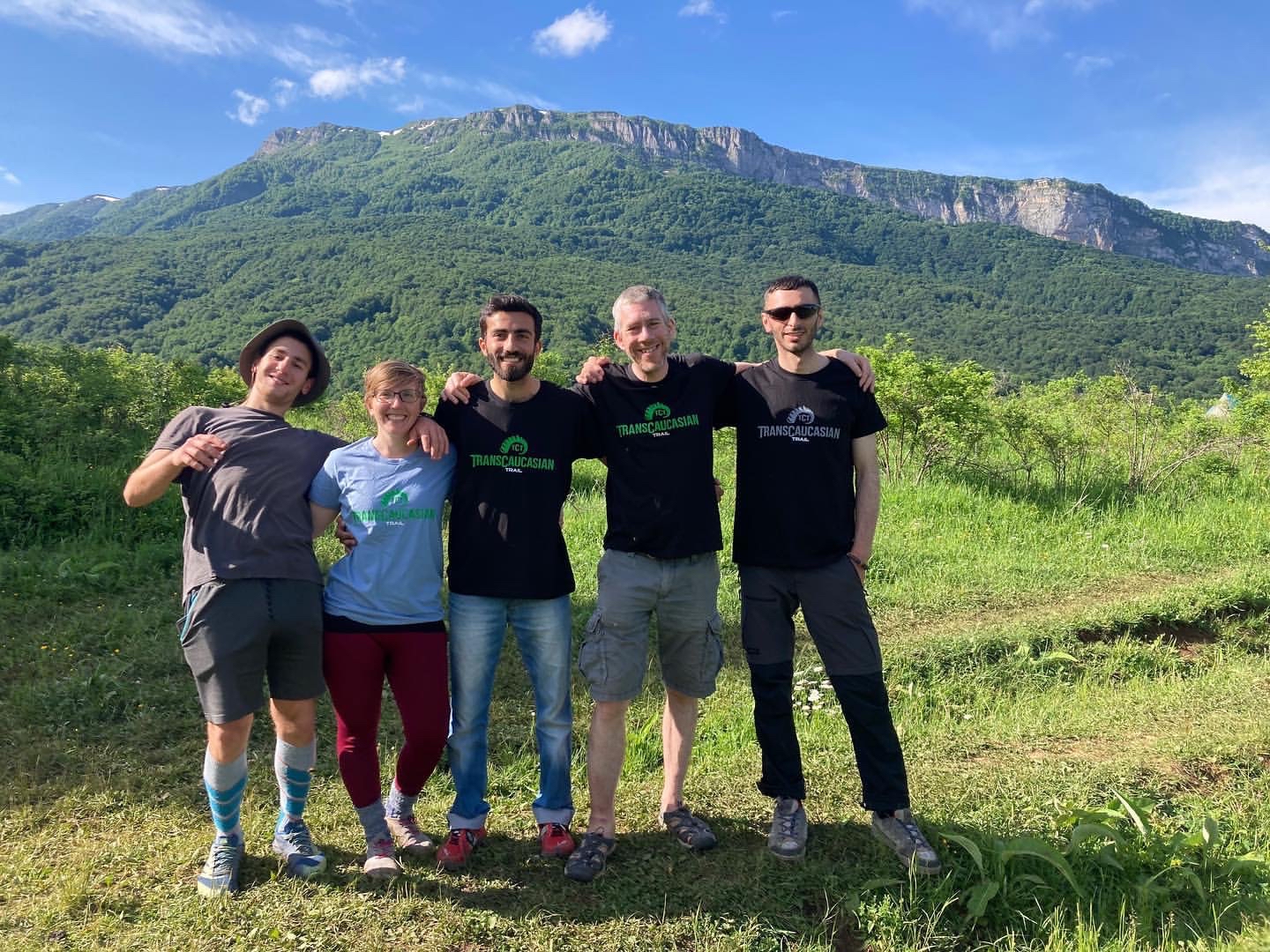 Georgian, Azerbaijani, and international volunteers together in Racha, Georgia, summer 2022.