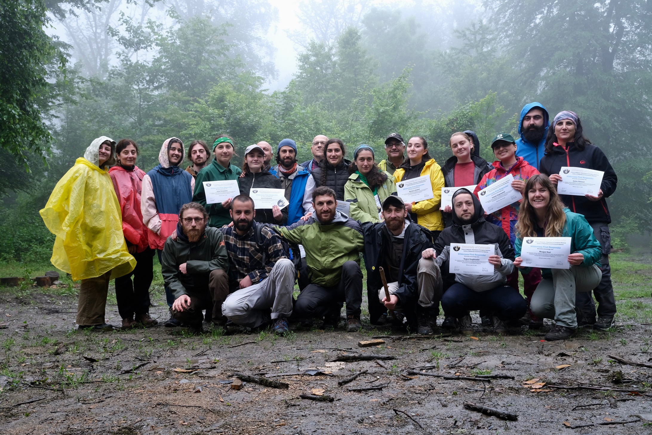 Our new Wilderness First Responders and their instructors.