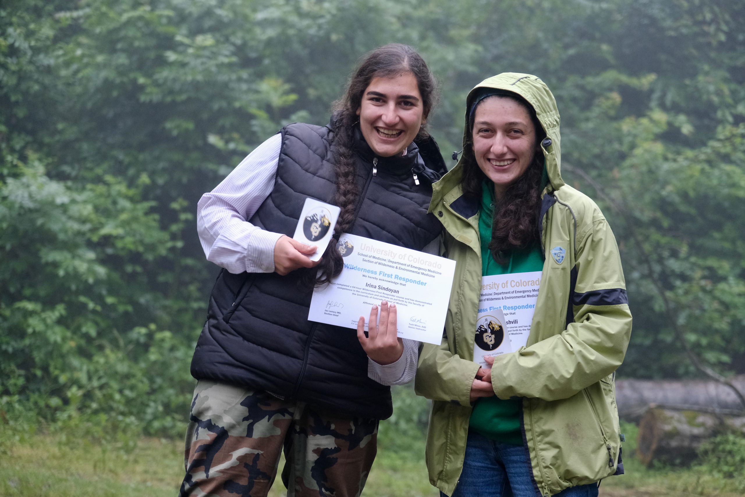 Irina Sindoyan from Armenia and Khatia Marukashvili from Georgia proudly display their WFR certificates after passing the course.