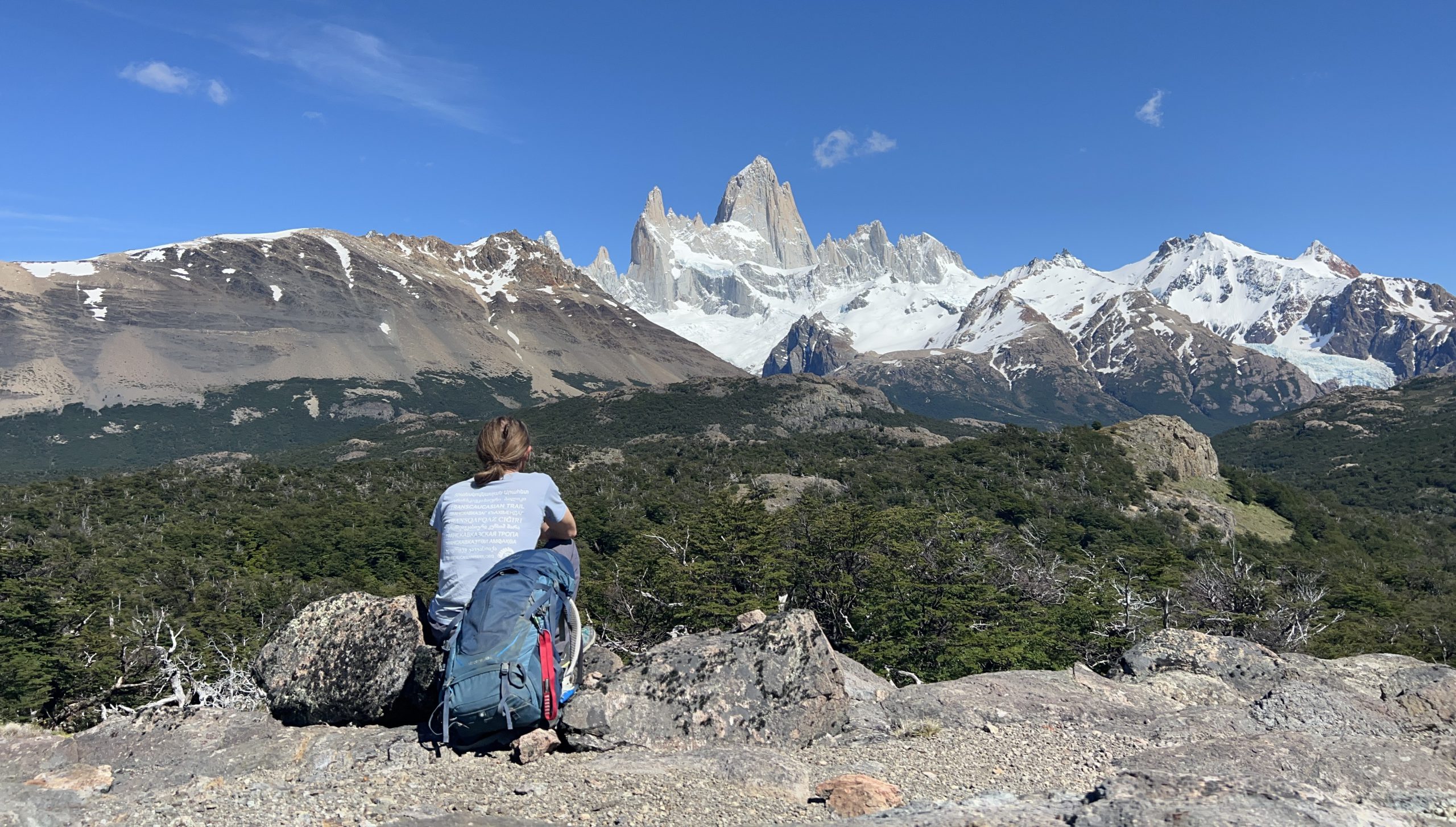 Giorgi admiring the view in Patagonia