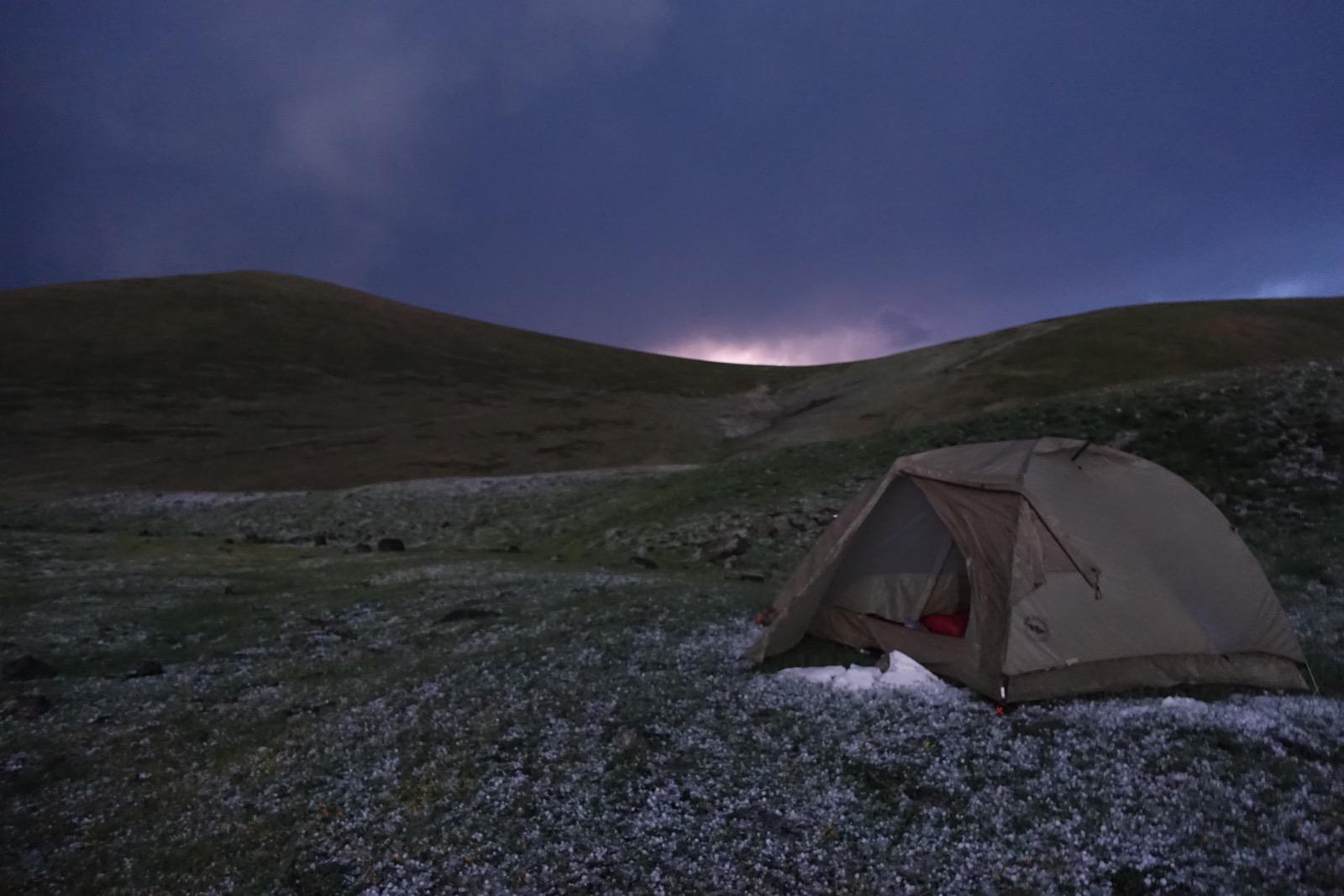 The the aftermath of a hailstorm in the Gegham Mountains.