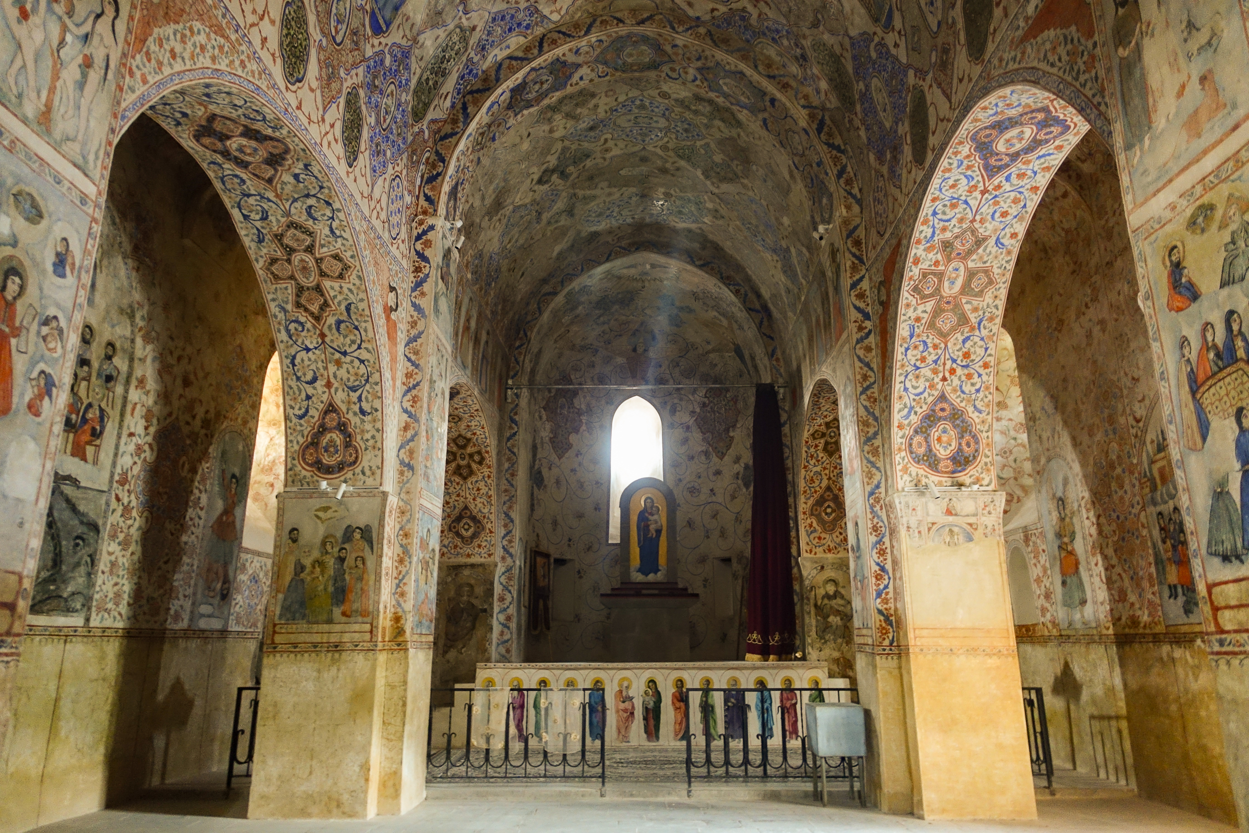The remarkable interior of the Church of Surb Hovhannes in Meghri.