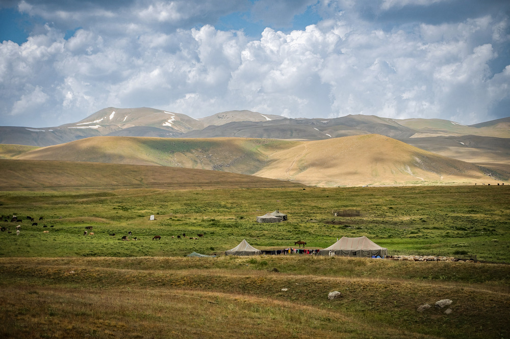 Yezidi camps in the highlands.