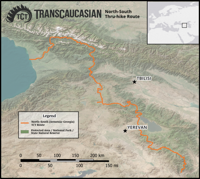 The Transcaucasian Trail, 2025 North-South Thru-hike Route