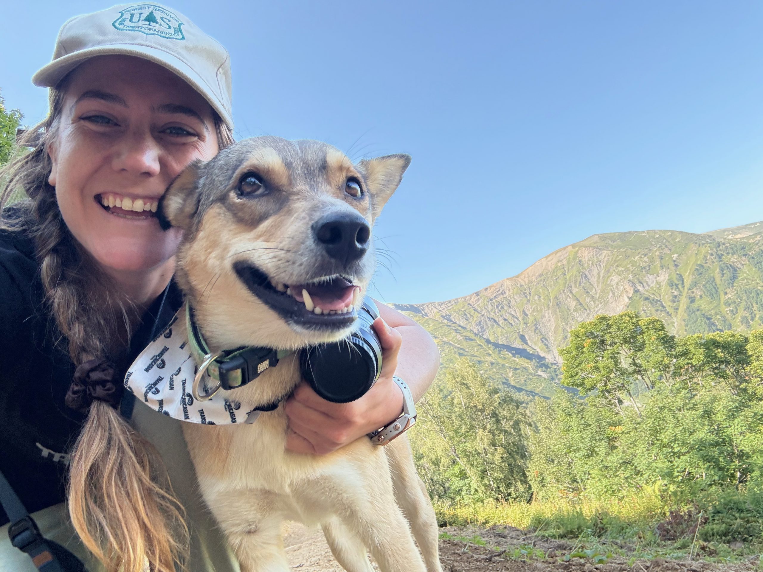 Mela as the resident trail dog at the TCT Camp in Zeskho, Georgia